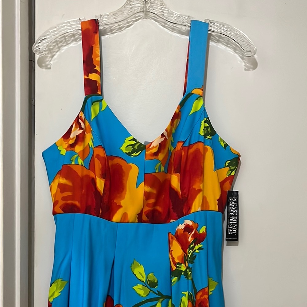 New York & Company Blue Floral Midi Dress